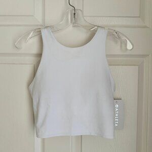 NWT Athleta Conscious Crop Sports Bra White Tank, Size Medium